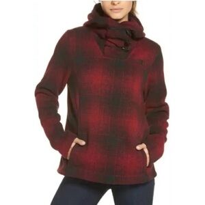 North Face Crescent Buffalo Plaid Hooded Fleece Pullover